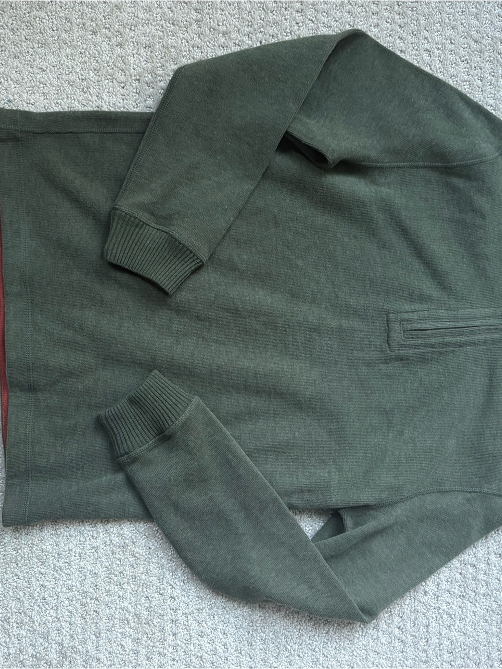 Class Club Boy’s Size 10/12 Olive Green Crewneck 1/4 Zip Knit Sweater